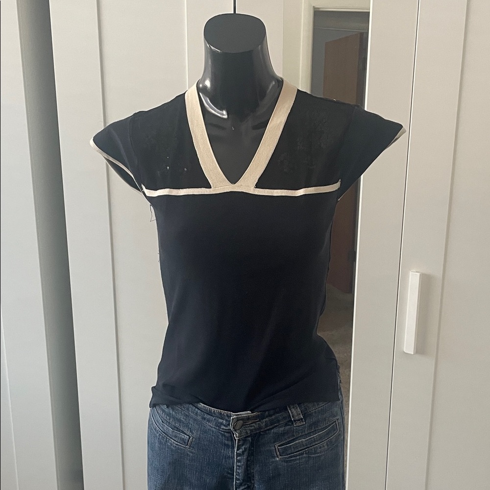 Elegant Black and Cream Women's Top